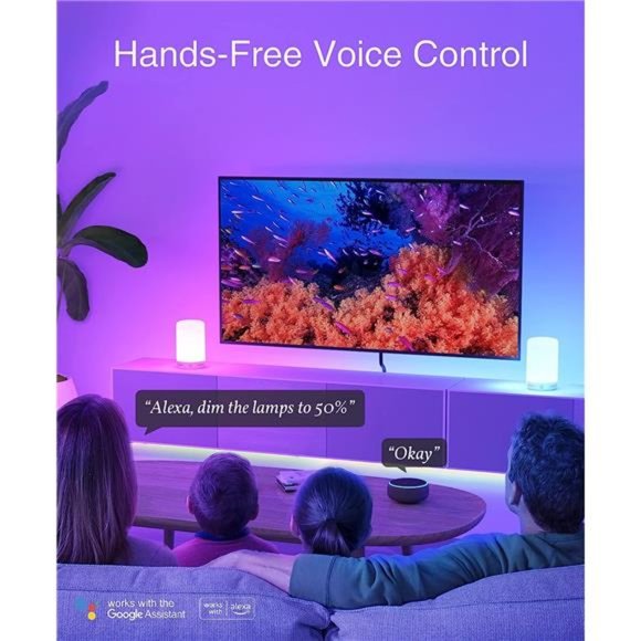 Smart Lamp, LED Bedside Touch Lamps Compatible with Alexa and Google Home,App Go - Picture 2 of 6